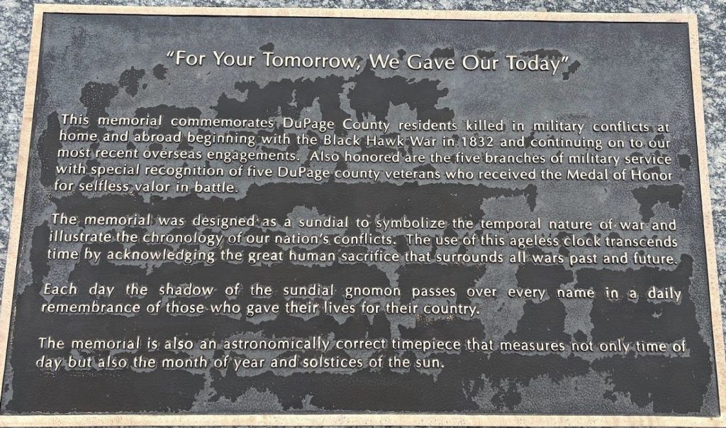 “FOR YOUR TOMORROW WE GAVE OUR TODAY” MEMORIAL PLAQUE