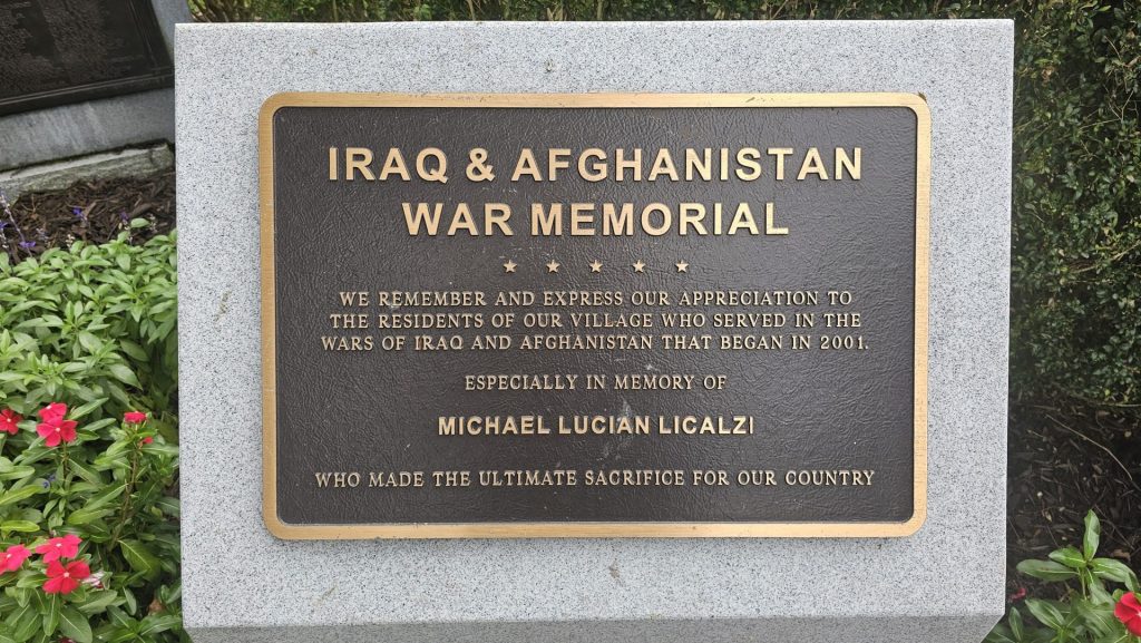 GARDEN CITY IRAQ & AFGHANISTAN WAR MEMORIAL PLAQUE