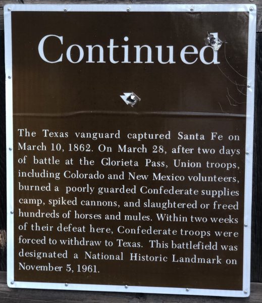 GLORIETA PASS BATTLEFIELD WAR MEMORIAL PLAQUE BACK