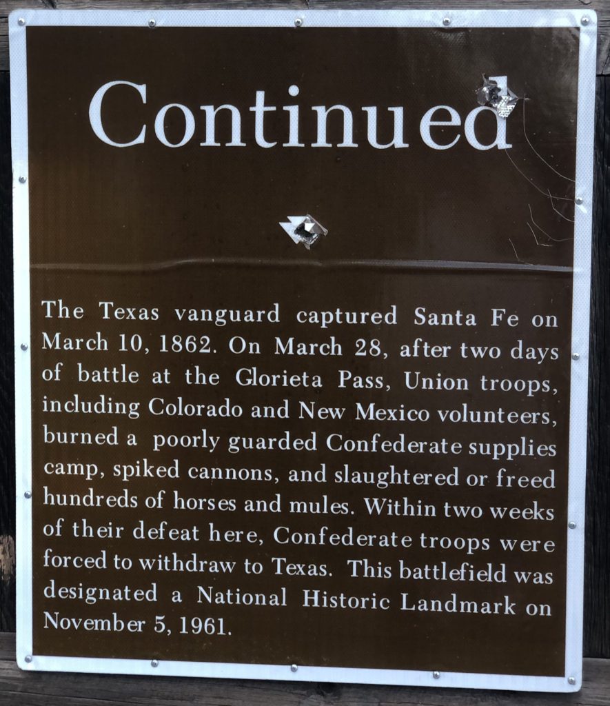 GLORIETA PASS BATTLEFIELD WAR MEMORIAL PLAQUE BACK