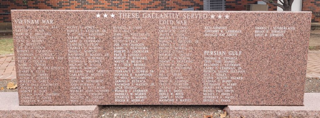 GRANITE ALL VETERANS MEMORIAL STONE F