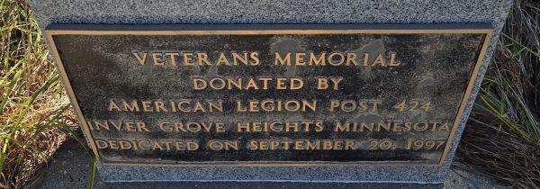 INVER GROVE HEIGHTS VETERANS MEMORIAL PLAQUE B