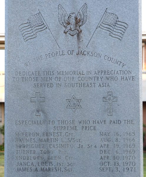 JACKSON COUNTY SOUTHEAST ASIA VETERANS MEMORIAL CLOSE-UP