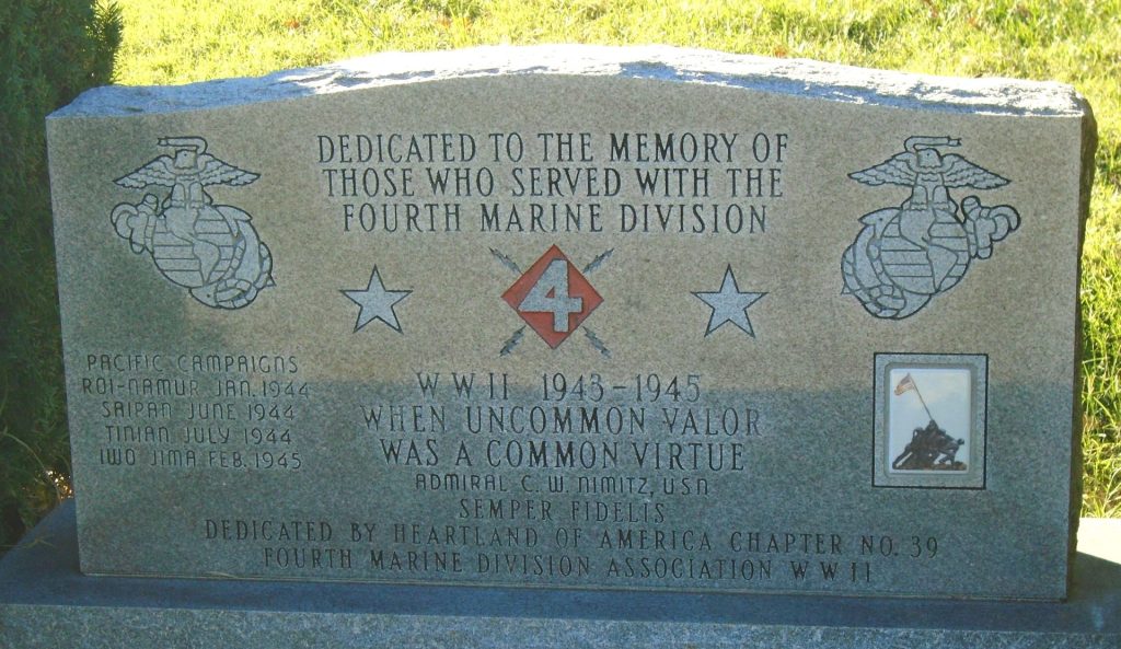 LEAVENWORTH NATIONAL CEMETERY FOURTH MARINE WAR MEMORIAL