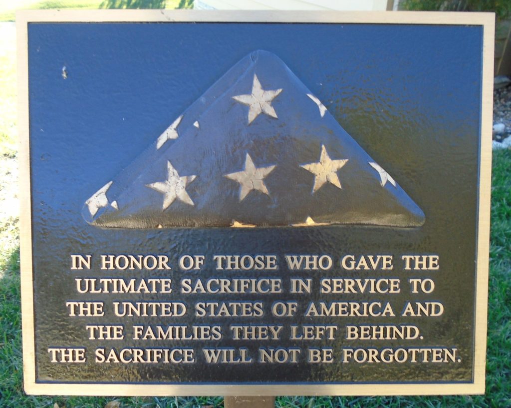 LEAVENWORTH NATIONAL CEMETERY ULTIMATE SACRIFICE WAR MEMORIAL PLAQUE