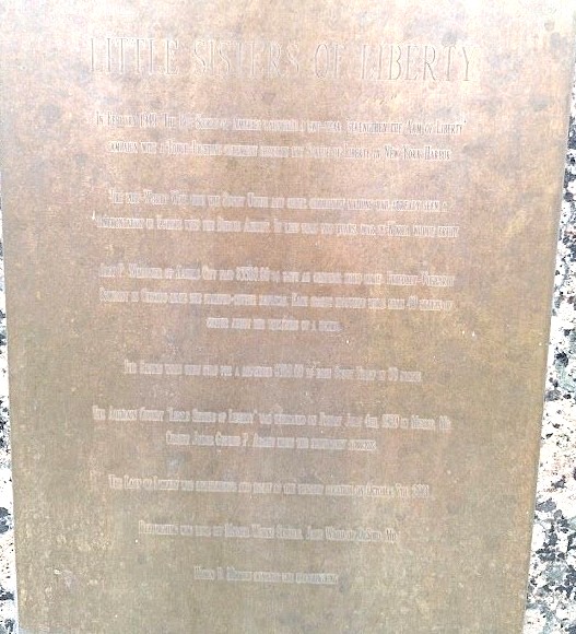 LITTLE SISTERS OF LIBERTY REPLICA OF THE STATUE OF LIBERTY MEMORIAL PLAQUE