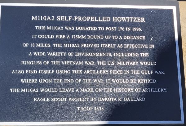 M110A2 SELF-PROPELLED HOWITZER MEMORIAL PLAQUE