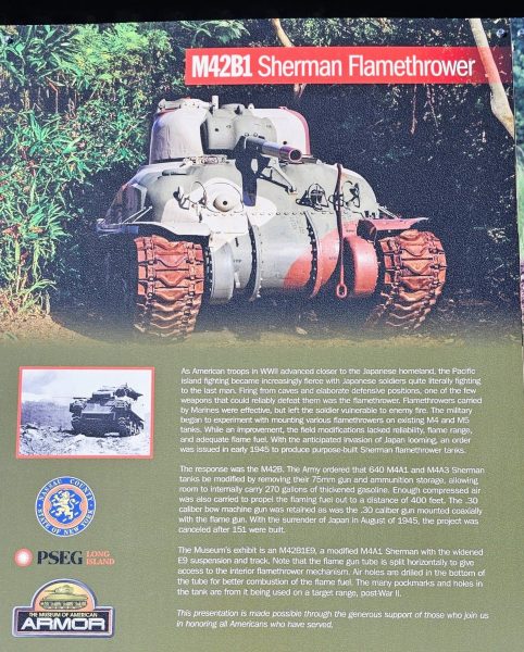 M42B1 SHERMAN FLAMETHROWER WAR MEMORIAL PLAQUE