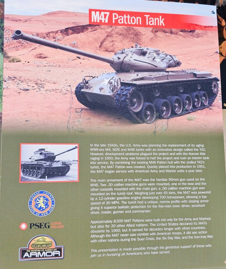 M47 PATTON TANK WAR MEMORIAL PLAQUE