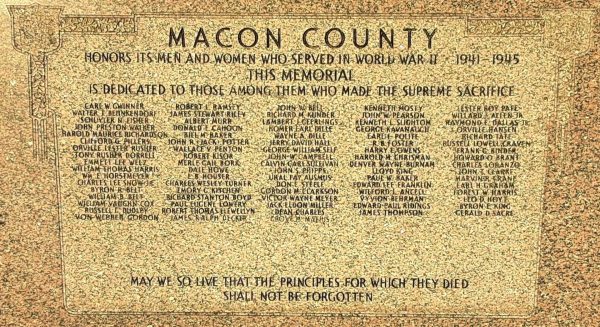 MACON COUNTY WORLD WAR II MEMORIAL