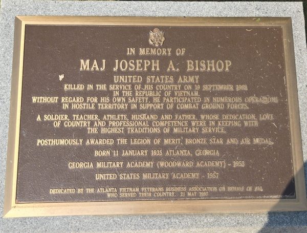 MAJ JOSEPH A. BISHOP WAR MEMORIAL PLAQUE