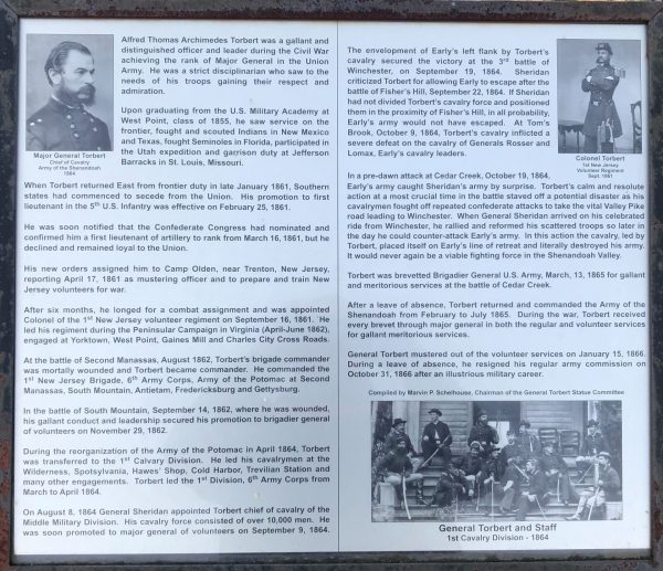 MAJOR GENERAL ALFRED T.A. TORBERT WAR MEMORIAL PLAQUE