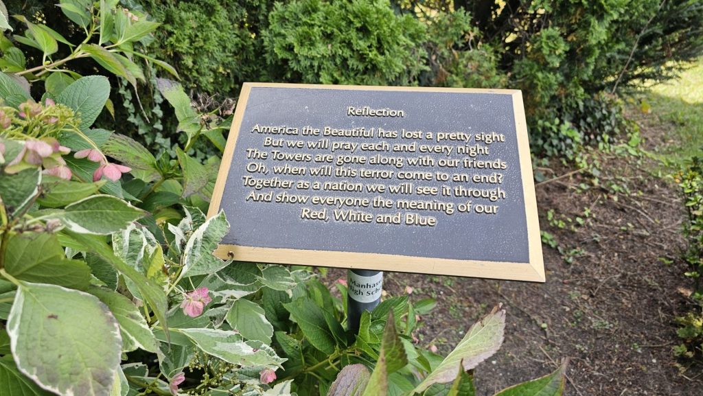 MANHASSET SCHOOL DISTRIC  9/11 MEMORIAL GARDEN PLAQUE D