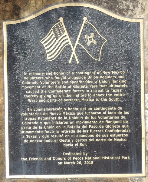 NEW MEXICO VOLUNTEERS AT BATTLE OF GLORIETA PASS WAR MEMORIAL MARKER