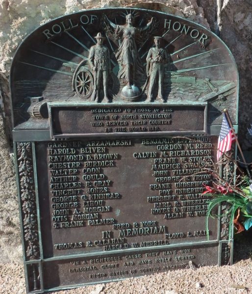 NORTH STONINGTON WORLD WAR ROLL OF HONOR MEMORIAL PLAQUE