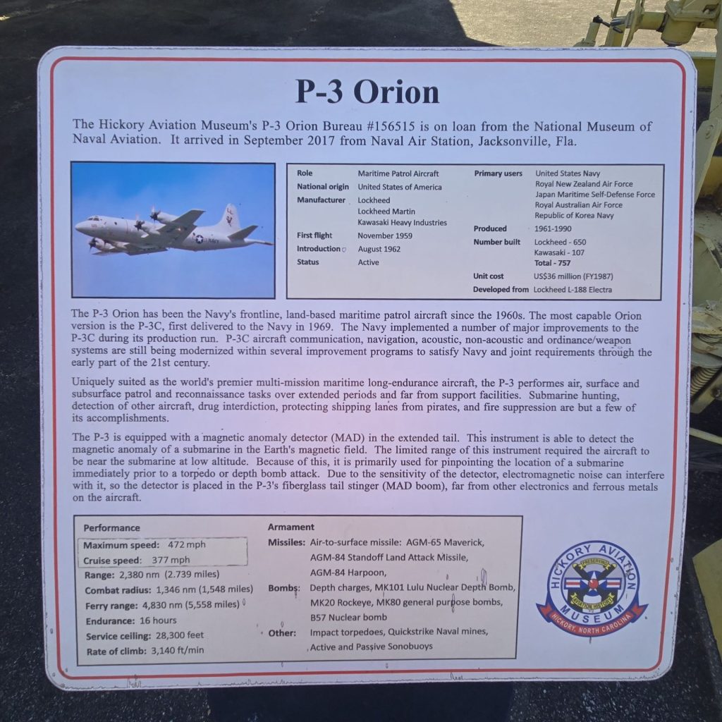 P-3 ORION WAR MEMORIAL PLAQUE