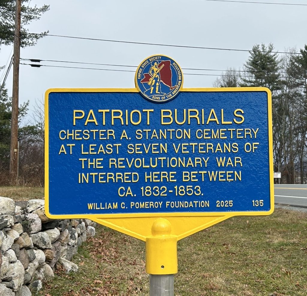 PATRIOT BURIALS CHESTER A. STANTON CEMETERY REVOLUTIONARY WAR MEMORIAL MARKER