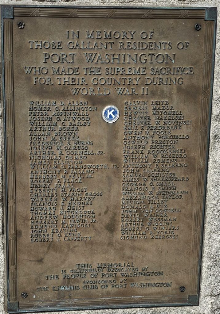 PORT WASHINGTON SUPREME SACRIFICE WORLD WAR II MEMORIAL PLAQUE