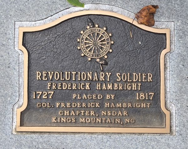REVOLUTIONARY SOLDIER FREDERICK HAMBRIGHT WAR MEMORIAL MARKER