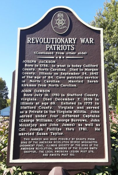 REVOLUTIONARY WAR PATRIOTS MEMORIAL MARKER BACK JACKSONVILLE