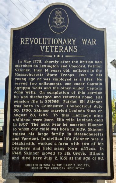 REVOLUTIONARY WAR VETERANS MEMORIAL MARKER BACK ELK GROVE VILLAGE