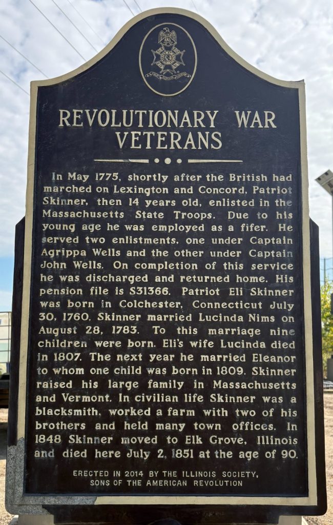 REVOLUTIONARY WAR VETERANS MEMORIAL MARKER BACK ELK GROVE VILLAGE