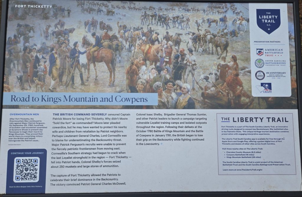 ROAD TO KINGS MOUNTAIN AND COWPENS REVOLUTIONARY WAR MEMORIAL PANEL
