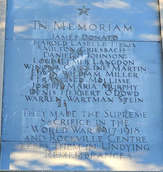 ROCKVILLE CENTRE WORLD WAR MEMORIAL BUILDING STONE B