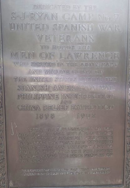 S-J RYAN CAMP NO. 7 SPANISH WAR VETERANS MEMORIAL PLAQUE A