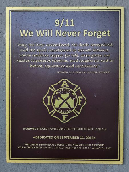 SALEM, OR 9/11 MEMORIAL PLAQUE