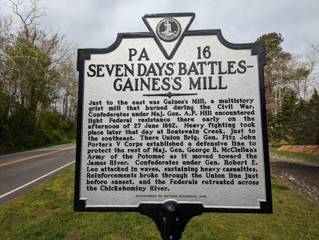 SEVEN DAYS BATTLES-GAINESS MILL WAR MEMORIAL MARKER