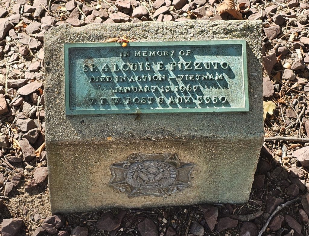 SP. 4 LOUIS E. PIZZUTO WAR MEMORIAL TREE PLAQUE