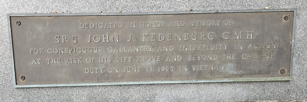SP.5 JOHN J. KEDENBURG, C.M.H. WAR MEMORIAL PLAQUE