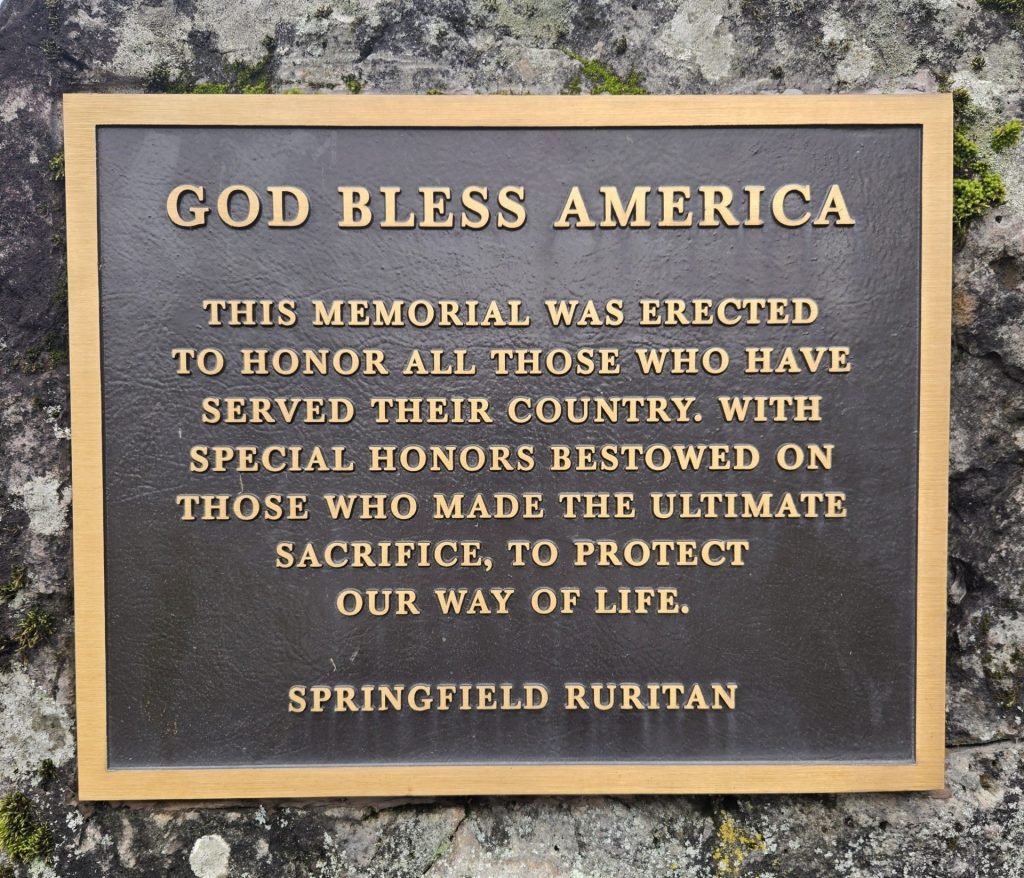 SPRINGFIELD RURITAN GOD BLESS AMERICA MEMORIAL PLAQUE