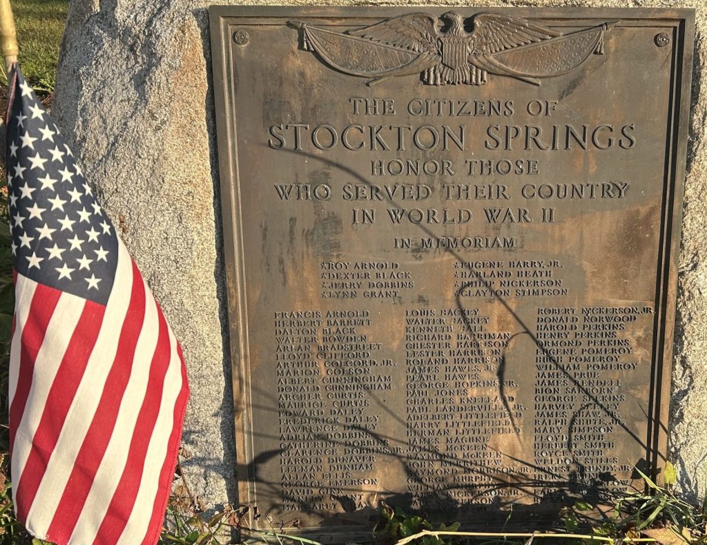 STOCKTON SPRINGS WORLD WAR II MEMORIAL PLAQUE