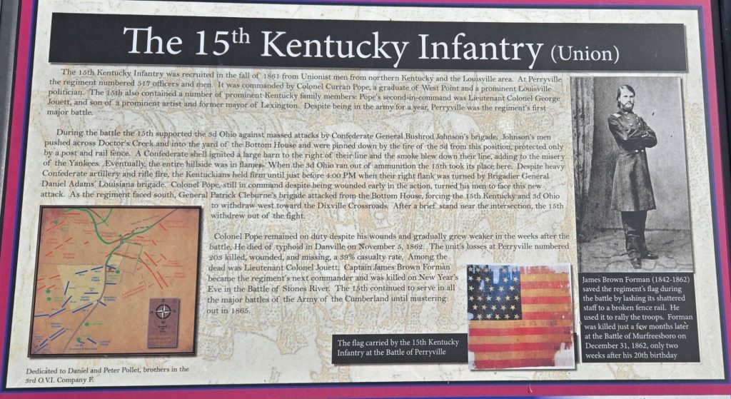 THE 15TH KENTUCKY INFANTRY (UNION) WAR MEMORIAL PANEL