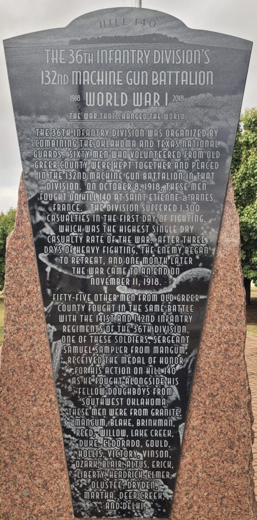 THE 36TH INFANTRY DIVISION’S 132ND MACHINE GUN BATTALION MEMORIAL STONE