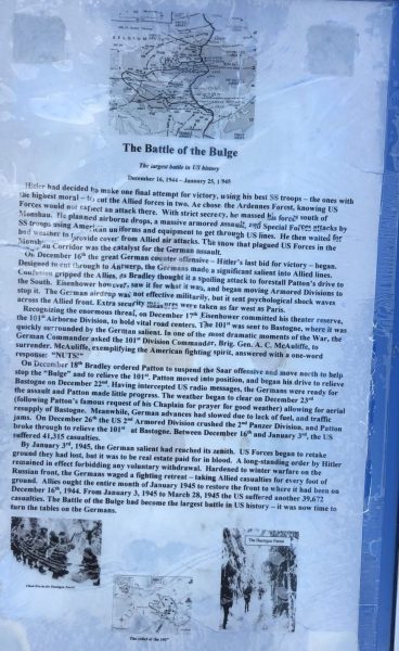 THE BATTLE OF THE BULGE WAR MEMORIAL PLAQUE KEYSER