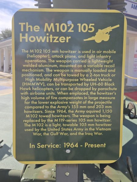 THE M102 105 HOWITZER WAR MEMORIAL PLAQUE