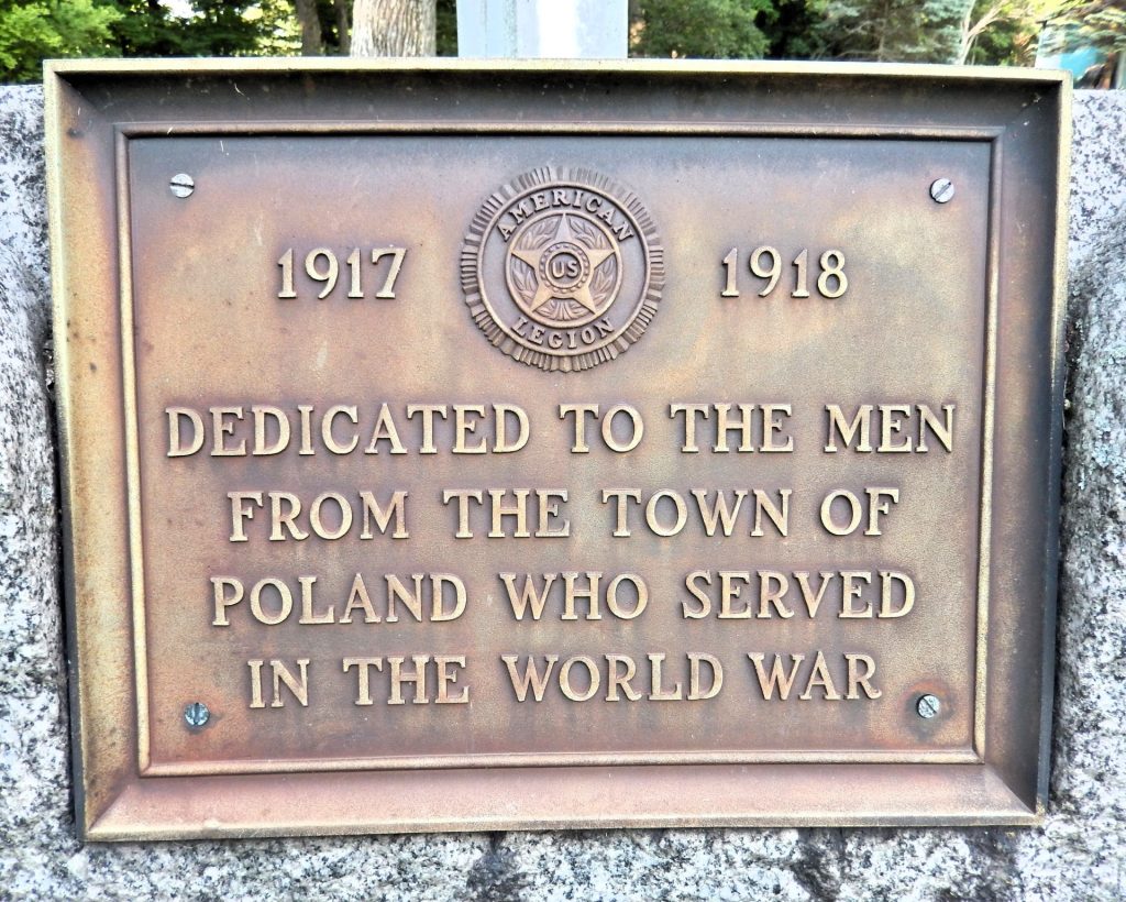 TOWN OF POLAND WORLD WAR MEMORIAL PLAQUE