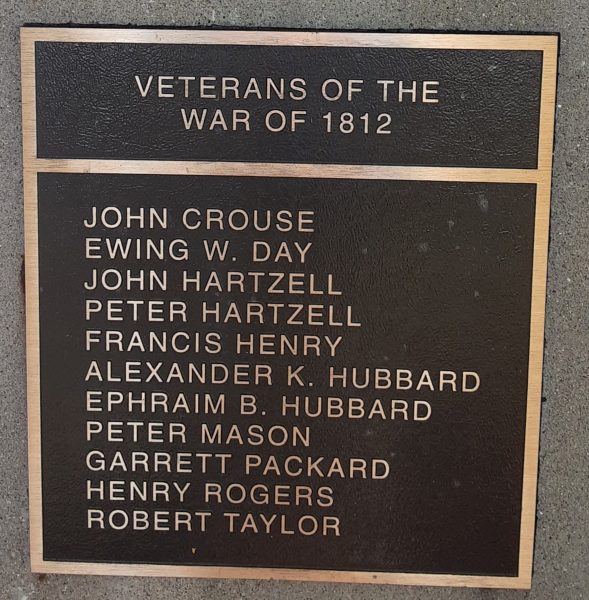 VETERANS OF THE WAR OF 1812 MEMORIAL PLAQUE