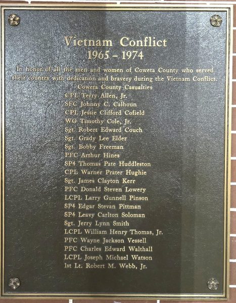 VIETNAM CONFLICT 1965-1974 MEMORIAL PLAQUE