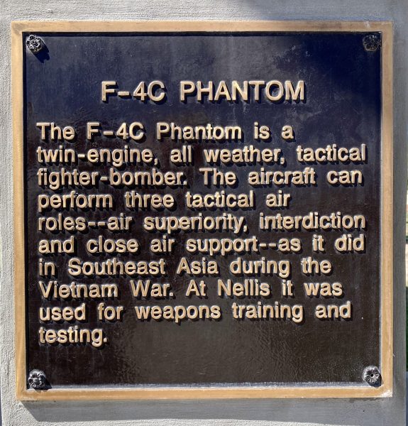 F-4C PHANTOM AIRCRAFT MEM0RIAL PLAQUE