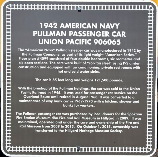 1942 AMERICAN NAVY PULLMAN PASSANGER CAR MEMORIAL PLAQUE