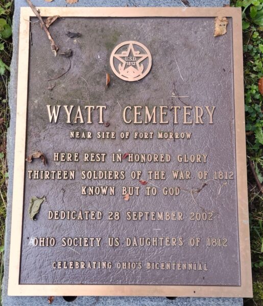 WYATT CEMETERY WAR OF 1812 VETERANS MEMORIAL PLAQUE