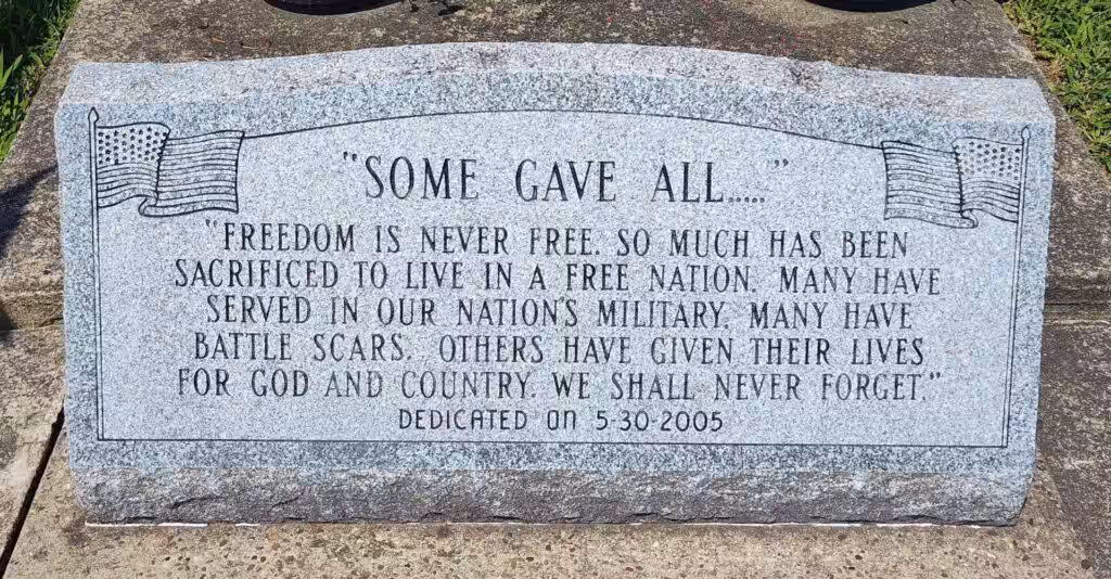 BERLIN CEMETERY “SOME GAVE ALL” WAR MEMORIAL STONE