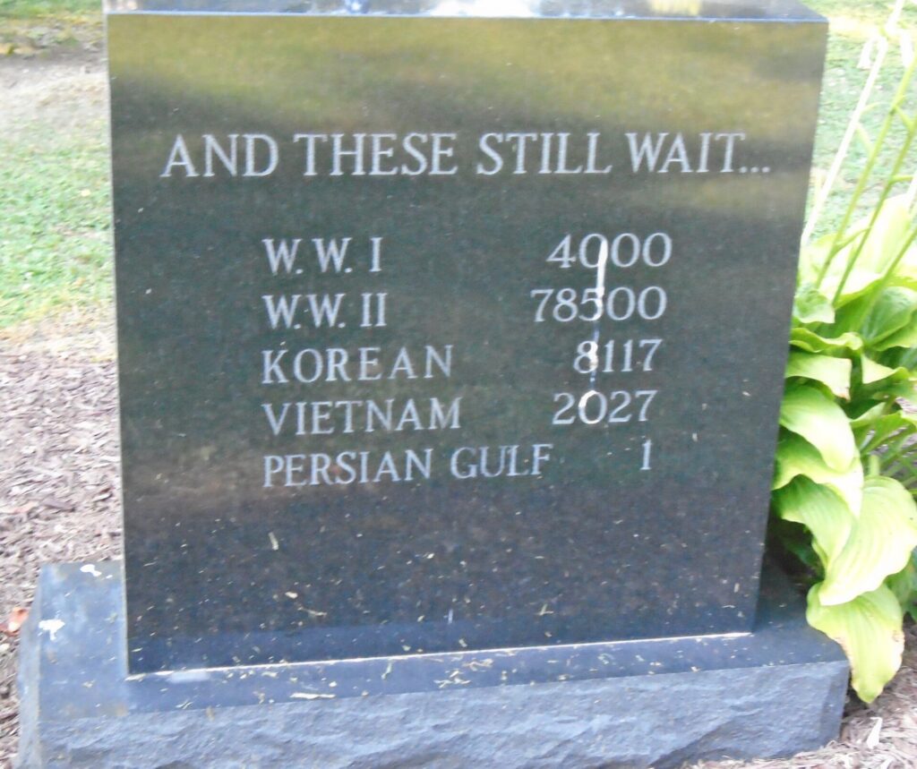 V.F.W. POST 5758 POW MIA WAR MEMORIAL BACK