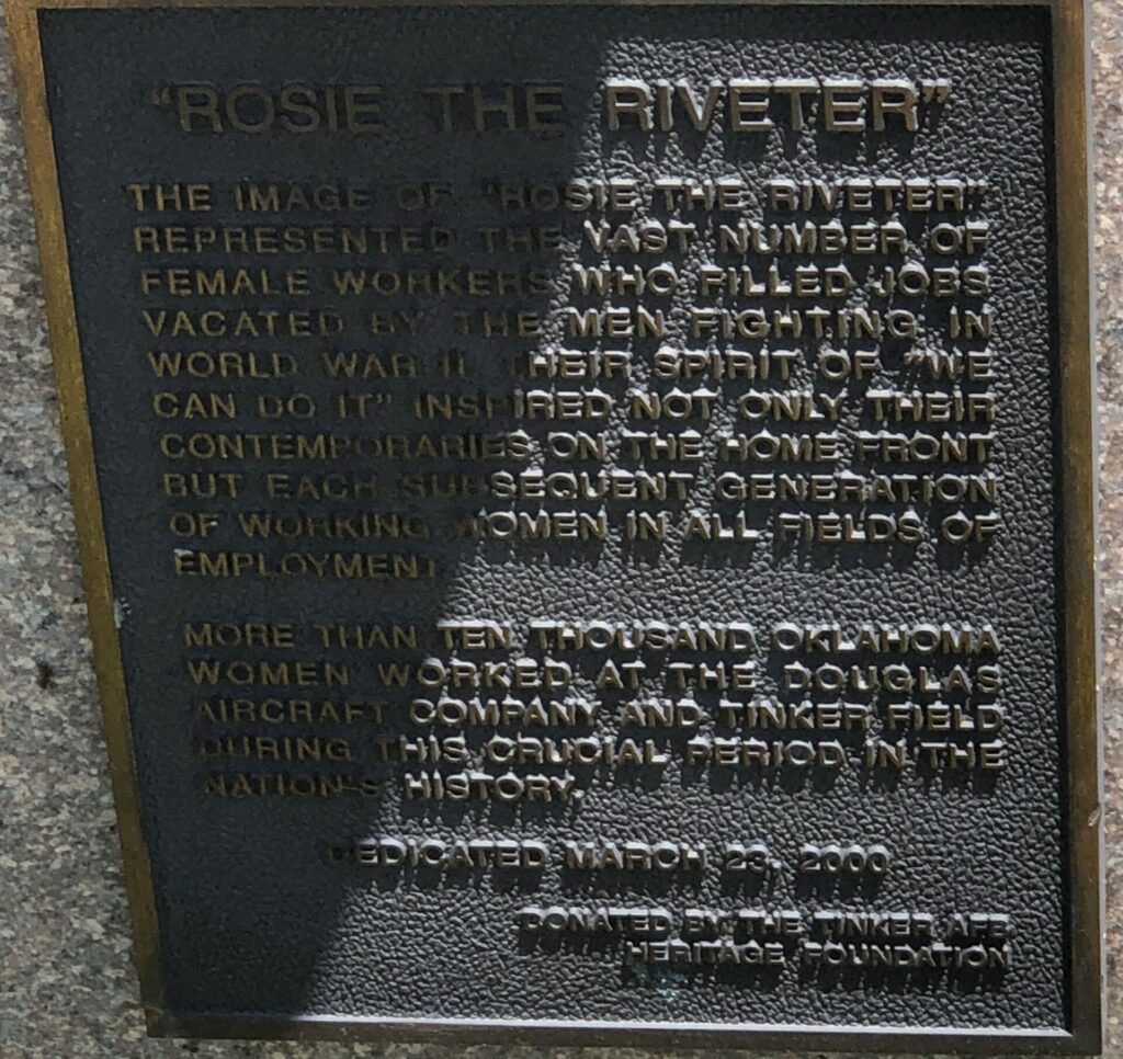 “ROSIE THE RIVETER” WAR MEMORIAL PLAQUE