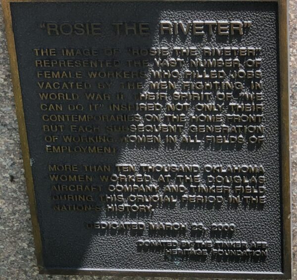 “ROSIE THE RIVETER” WAR MEMORIAL PLAQUE