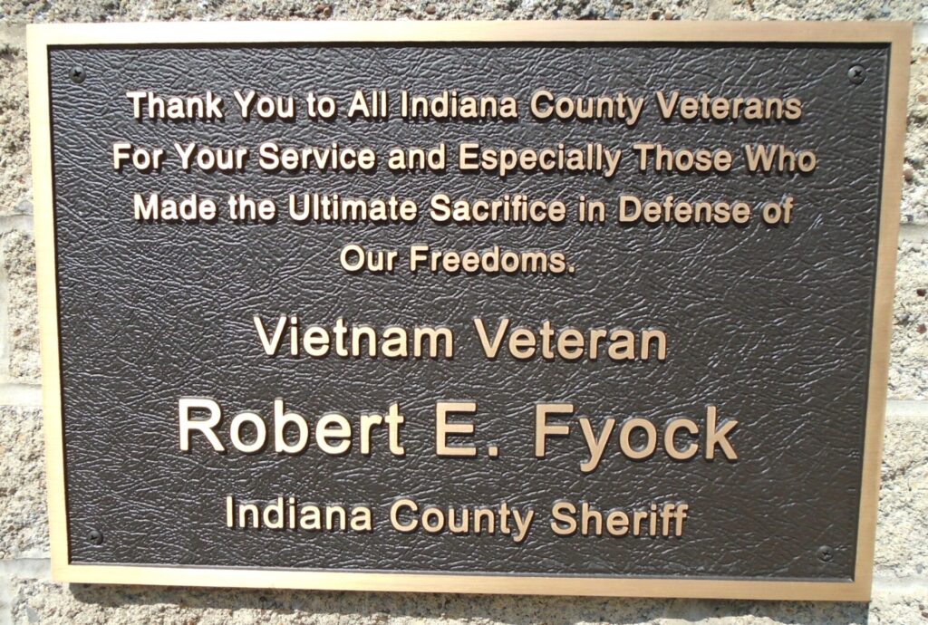 ROBERT E. FYOCK INDIANA COUNTY VETERANS MEMORIAL PLAQUE